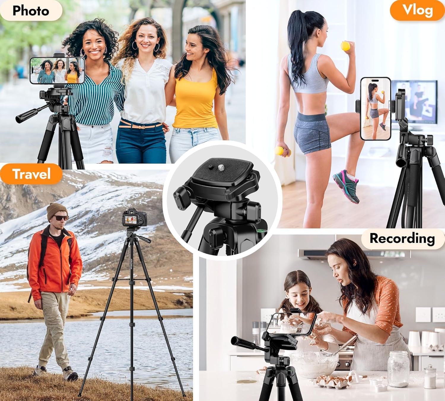 Phone Tripod Stand - 67" Aluminum Extendable Tripod with Remote, Portable Tripods for Iphone Photos Selfie & Video, Compatible with Iphone DSLR Camera Projector