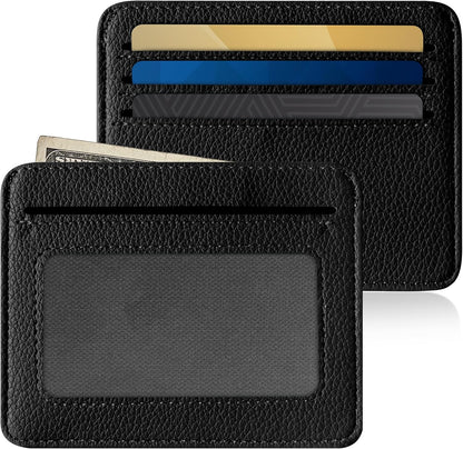 Credit Card Holder for Women Minimalist Wallet, RFID Blocking Wallets Card Cases, Small Wallets with ID Window for Women Men, Black