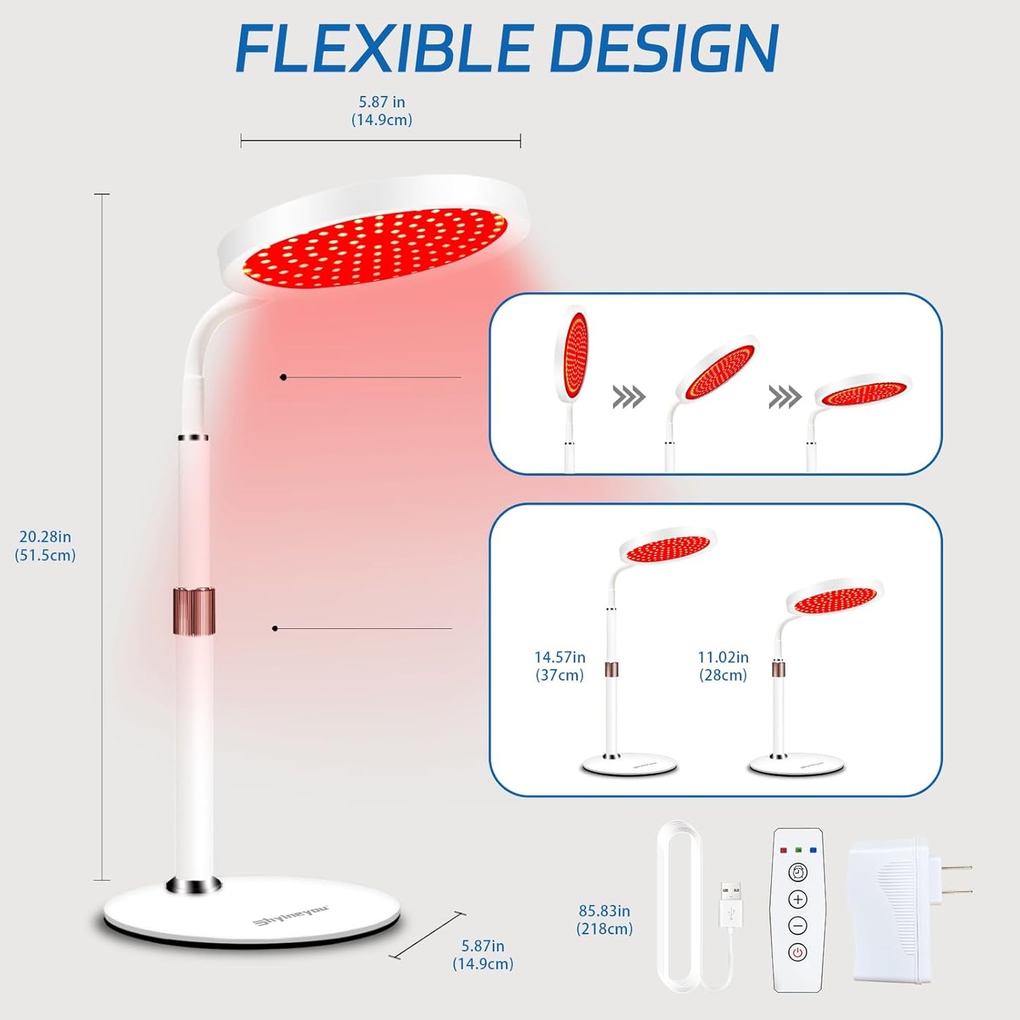 Red Light Lamp, Infrared Light, Height Adjustable & Angle Adjustable & Timer, 100Leds Red Lamp for Home Use