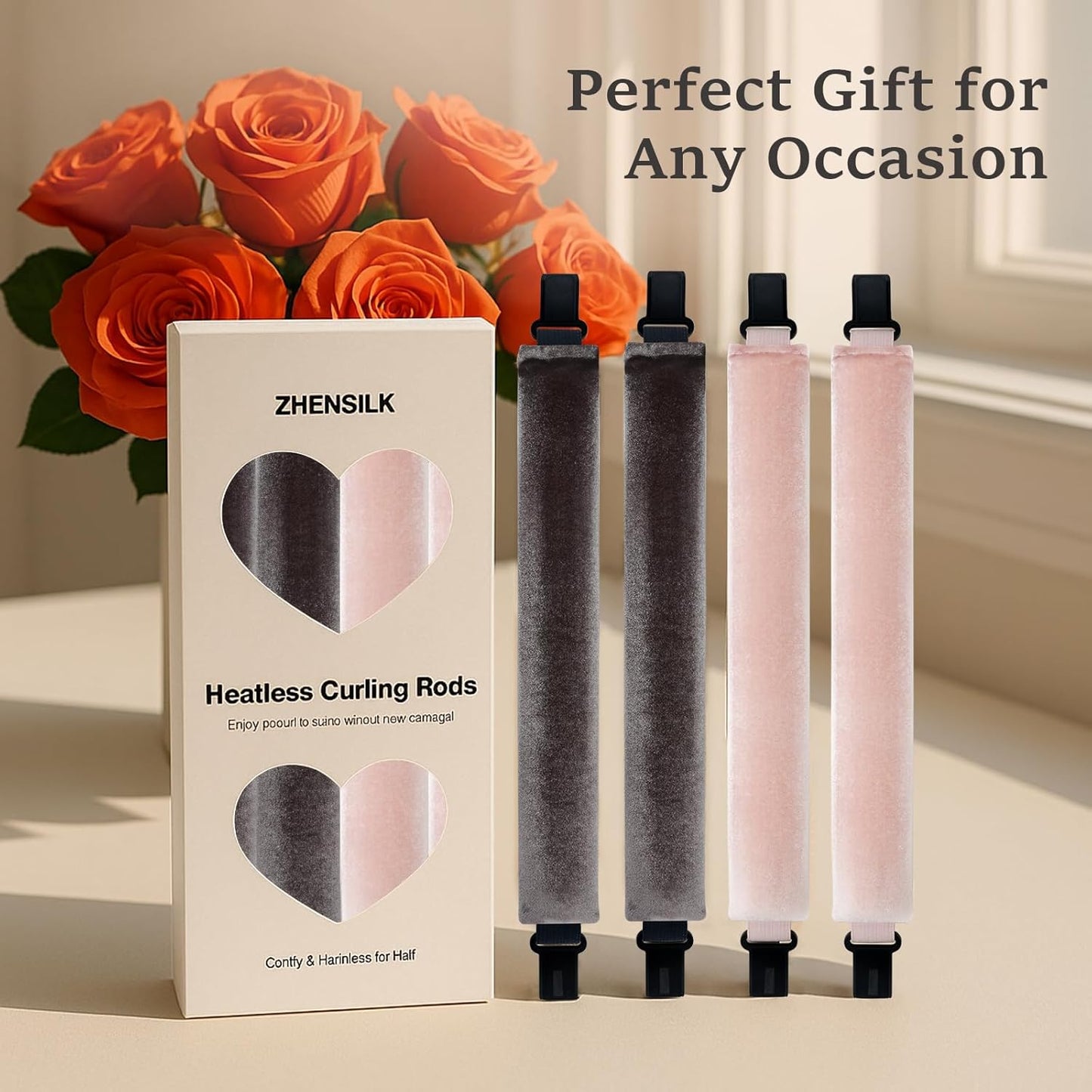 Heatless Hair Curler Set – 4PCS Velvet Overnight Blowout Rods for Heatless Curls, Jumbo Flexible Curling Rods to Sleep In, No Heat Curling Tools for Natural Waves and Curls