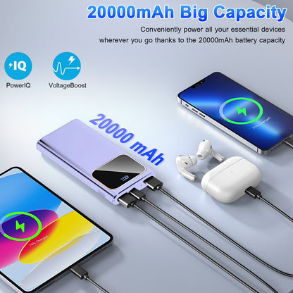 Portable Charger, 20000Mah Power Bank, 22.5W Fast Charging Battery Pack with Usb-C/Usb-A Output, Digital Display Portable Phone Charger for Iphone 17/16/15/14/13 Pro Samsung Google LG Ipad Airpods