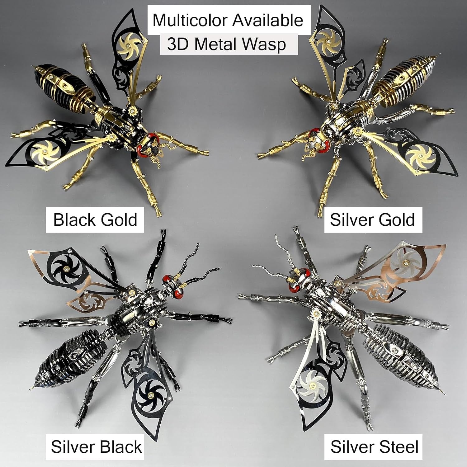 3D Metal Wasp Puzzles for Adults, Model Kits Mechanical Building Blocks, Difficult DIY for Assembly Gifts for Men Gold