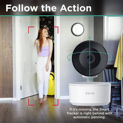 Roto Smart Indoor Wifi Auto-Tracking Security Camera, Home Surveillance Cameras with 2-Way Audio, Night Vision, and Motion Alerts, 1080P HD, 2 Pack
