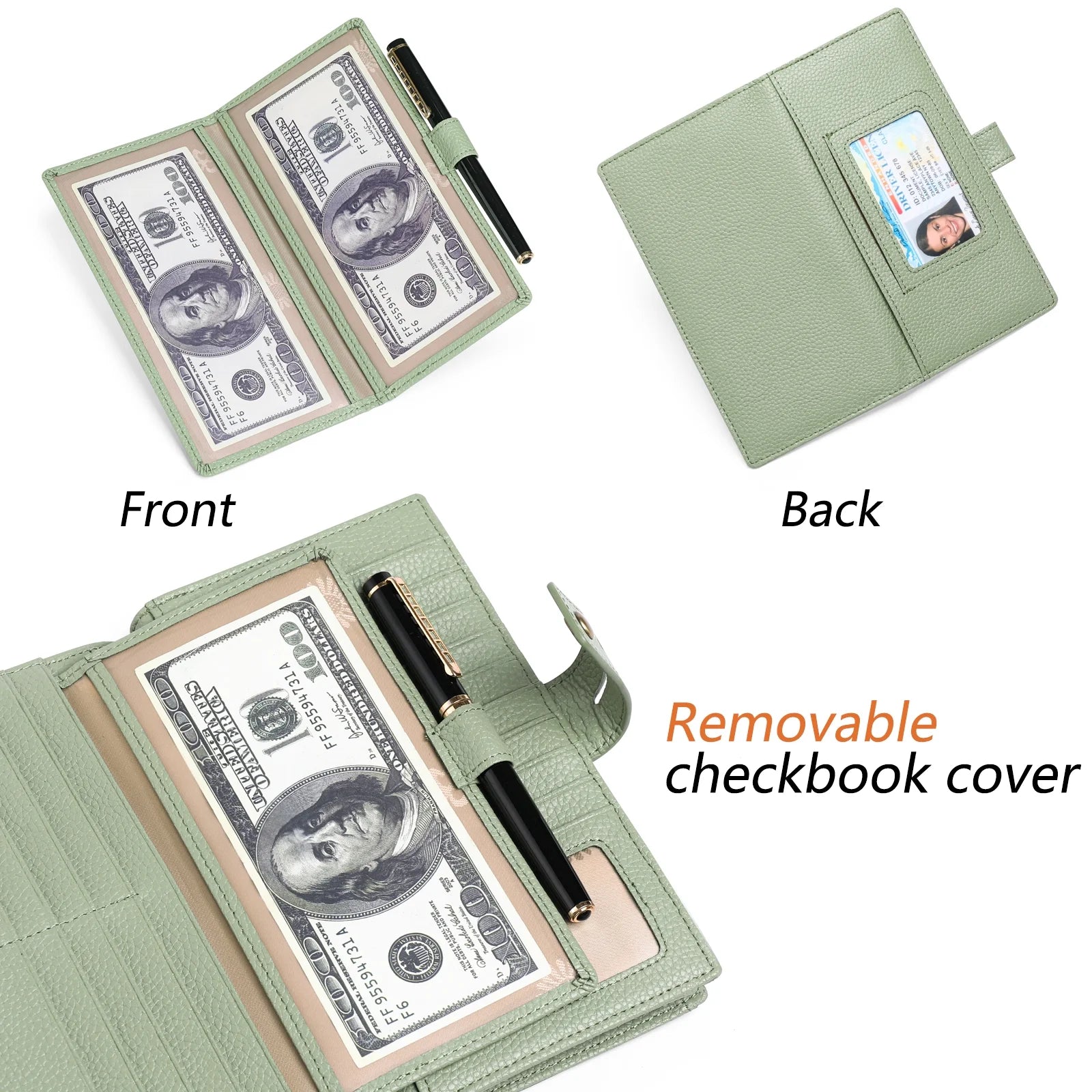 Women Wristlet Wallets Large Capacity RFID Blocking Leather Wallets Credit Cards Organizer with Checkbook Holder