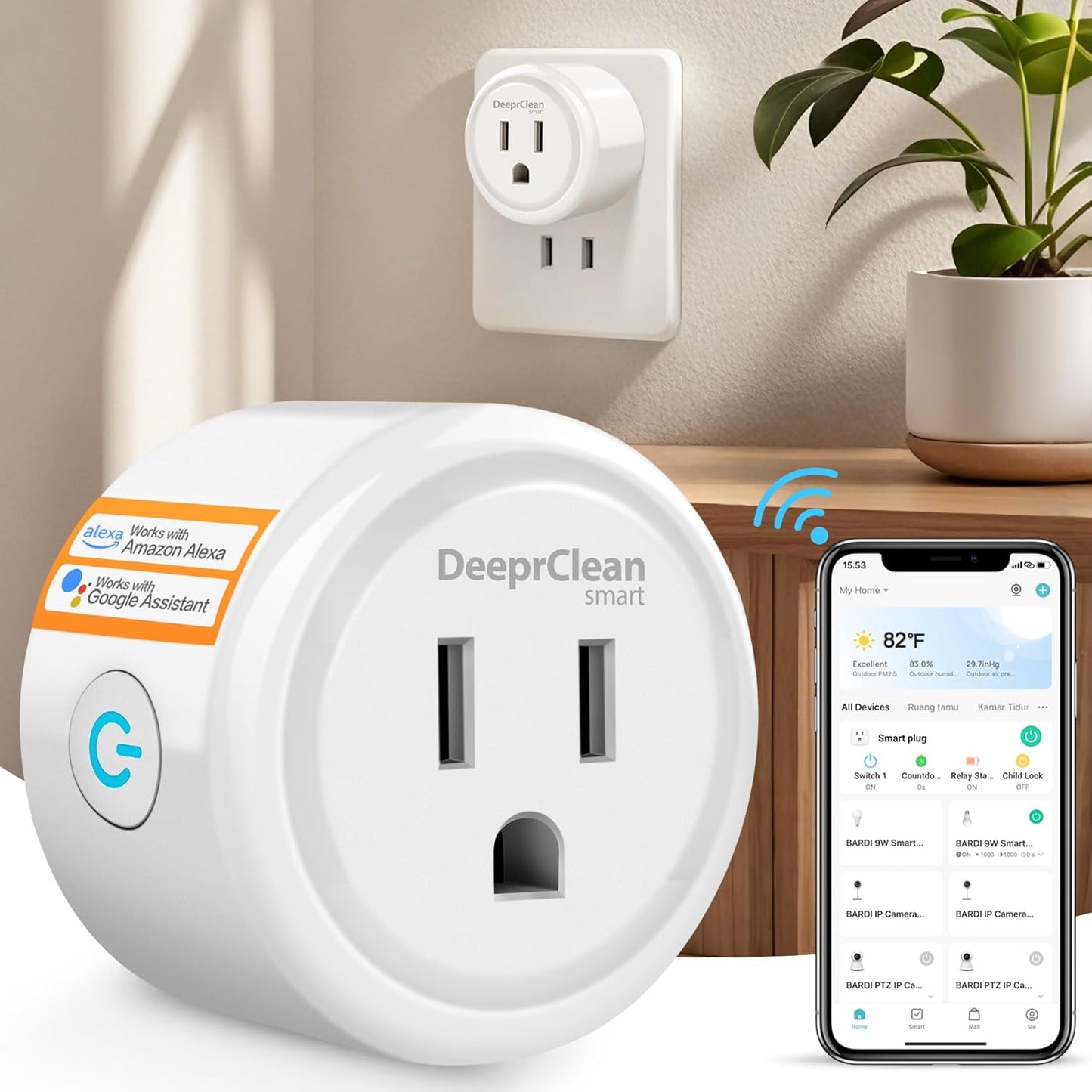 Mini Smart Plugs That Work with Alexa, Wifi Socket Compatible with Google Assistant, App Controlled Outlet with Timer & Schedule, 2.4Ghz Wi-Fi Only Wireless Plugs Outlet for Smart Home Life
