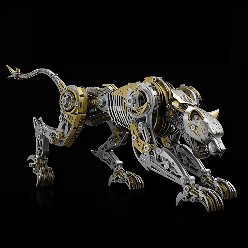 Punk DIY Mechanical Metal Assembly 3D Animal Cheetah Leopard Stainless Steel Puzzle Model Kit for Adults and Boy Toy Gifts