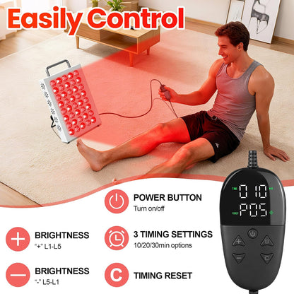 Red Light Therapy for Face and Body, 660Nm & 850Nm near Infrared Red Light Therapy Panel with Adjustable Stand, Portable Dual Chip LED Red Light Therapy Lamp with Timer & 5 Brightness Levels