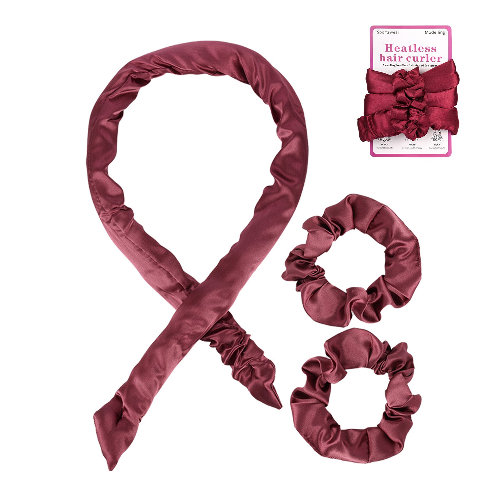 Heatless Curling Headband with Scrunchies Overnight Hair Curlers for Long Hair
