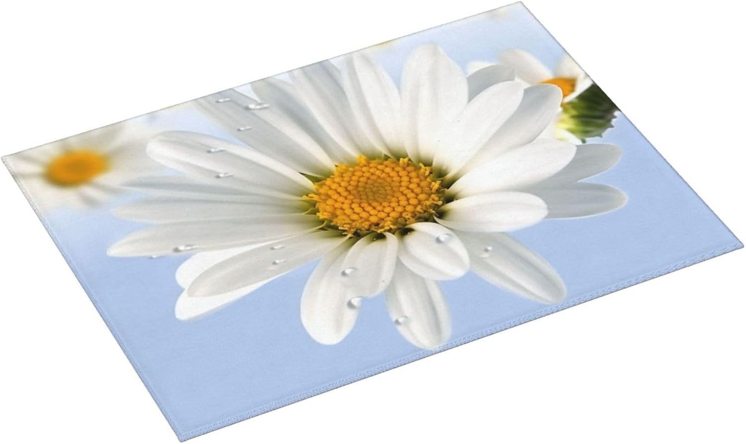 White Daisy Dish Drying Mat for Kitchen Counter Microfiber Dish Drying Pad XL Super Absorbent Dish Drainer Mats with Hook Large Kitchen Drying Mat 18X24 Inch