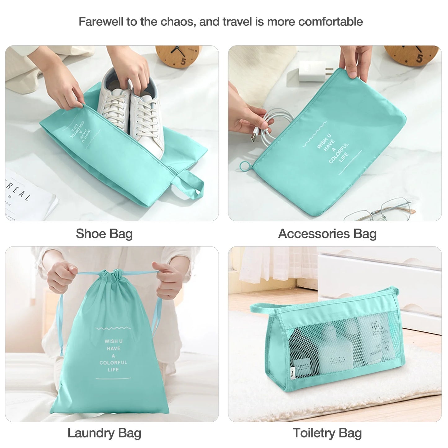 8Pcs Packing Cubes for Luggage , Packing Cubes Set for Travel Luggage Packing Organizers (Light Green)