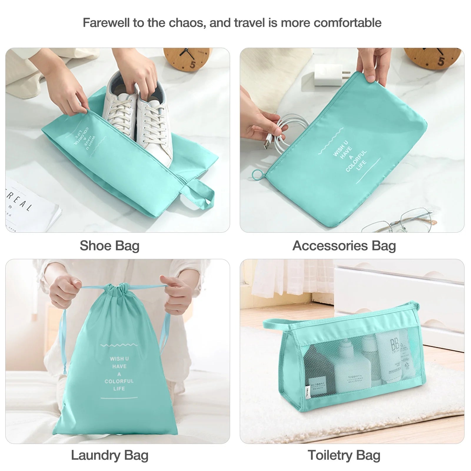 8Pcs Packing Cubes for Luggage , Packing Cubes Set for Travel Luggage Packing Organizers (Light Green)