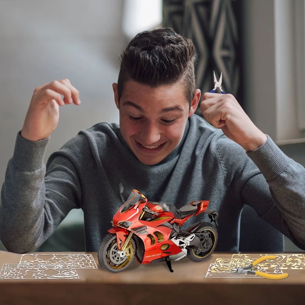 3D Metal Puzzles Gifts Motorcycle III Assembly Model Kits DIY Toys for Teens Jigsaw 218Pcs