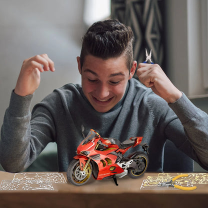 3D Metal Puzzles Gifts Motorcycle III Assembly Model Kits DIY Toys for Teens Jigsaw 218Pcs