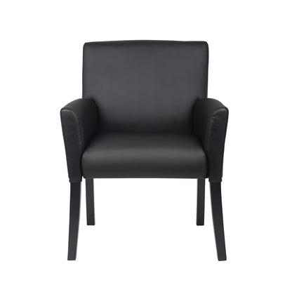 Executive Box Arm Office Chair with Mahogany Base