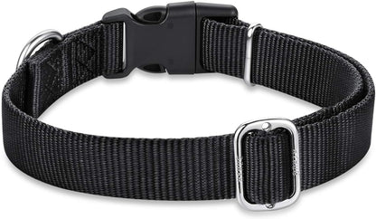 Small Dog Collar Quick-Release Black| Heavy-Duty Nylon Puppy Collar, Adjustable & Durable Pet Supplies for Boy & Girl Dogs (Small, Black)
