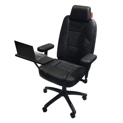 Adult Plush Hand Stitched Leather Ergonomic Gaming Chairs with Laptop Tray Desk Chair, Black