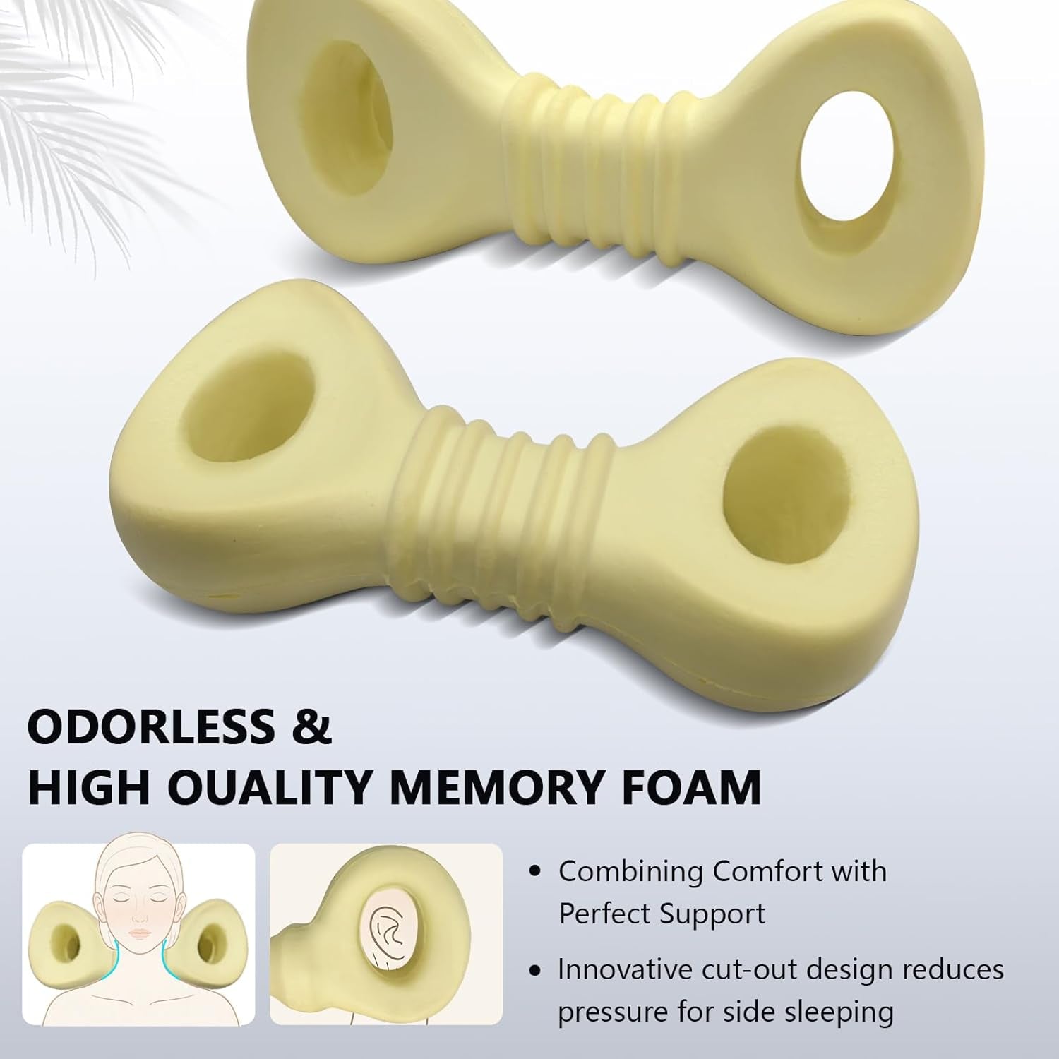 Cervical Neck Pillows for Tension Muscle Relief, Neck Roll Pillow for Side Sleepers, Camping & Travel Neck Support Memory Foam Pillow, Cervical Traction Device with Storage Bag