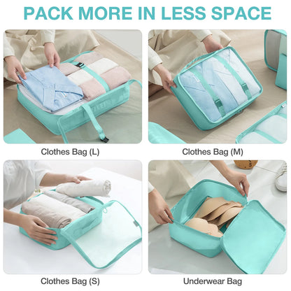8Pcs Packing Cubes for Luggage , Packing Cubes Set for Travel Luggage Packing Organizers (Light Green)