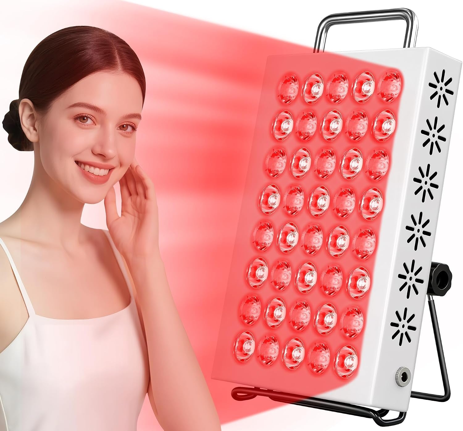 Red Light Therapy for Face and Body, 660Nm & 850Nm near Infrared Red Light Therapy Panel with Adjustable Stand, Portable Dual Chip LED Red Light Therapy Lamp with Timer & 5 Brightness Levels