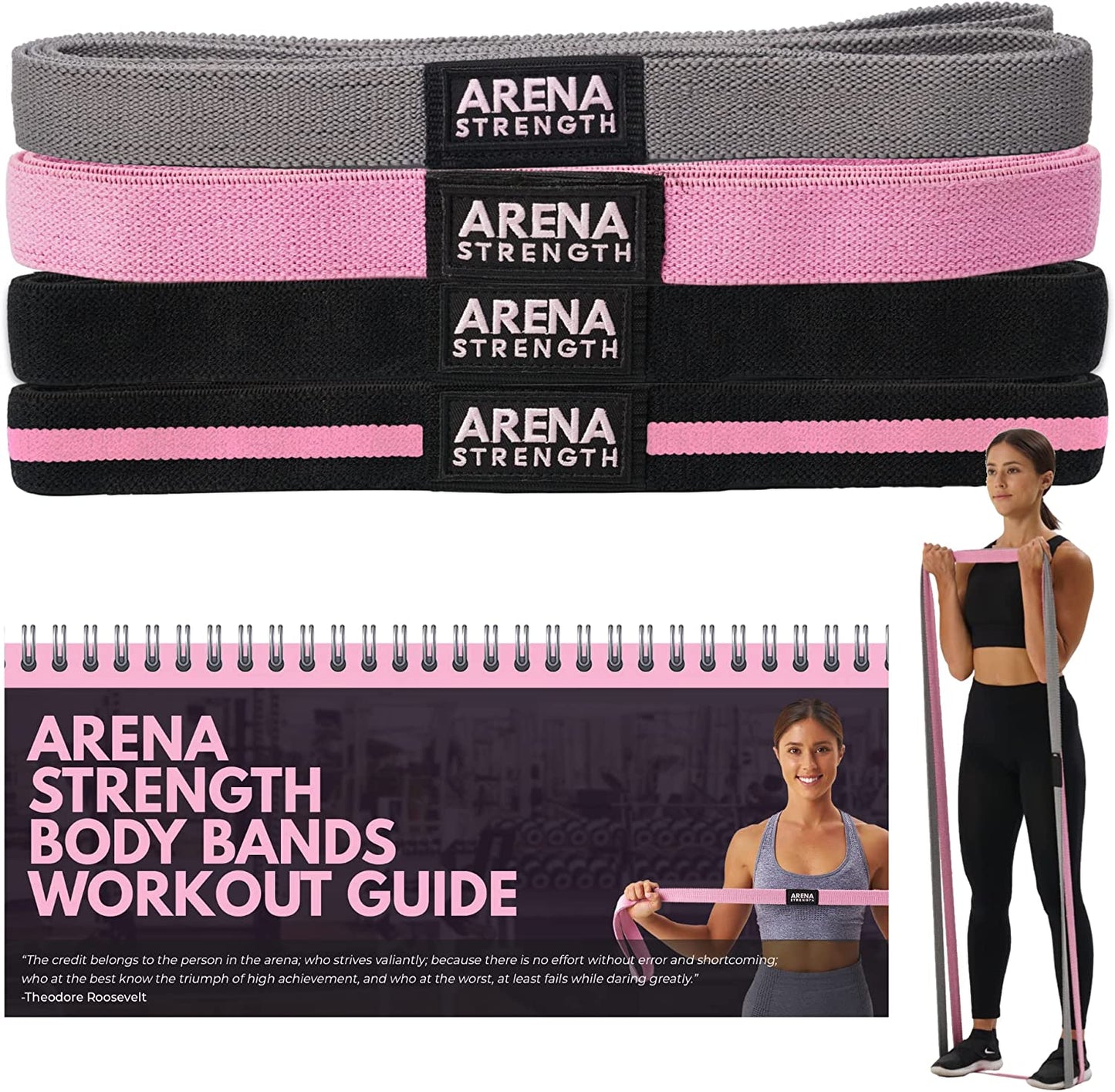 Long Fabric Full Body Resistance Bands Set of 4 and Pull up Assistance Bands | Cloth Resistance Bands Loop with Fabric Exercise Resistance Bands Workout Guide