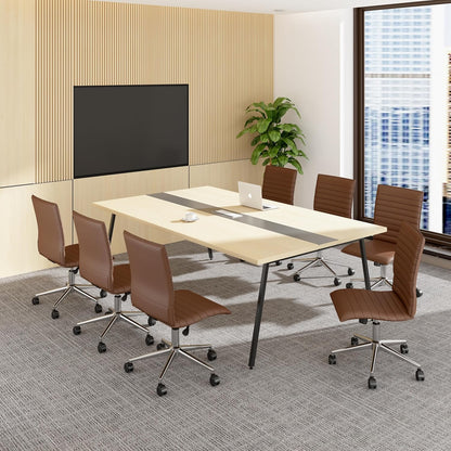 Modern Vinyl Armless Hospitality Office Chair, Brown