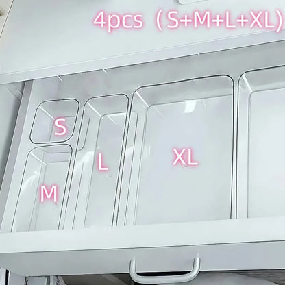 Acrylic Clear Drawer Organizer Set | Cosmetic Storage Box for Vanity, Desk & Office