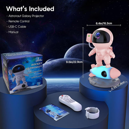 Astronaut Galaxy Projector, Star Nebula Projector with Rocket Lamp, Night Lights LED Star Projectors for Bedroom, Remote Control, White Noises, Bluetooth Speaker for Bedroom