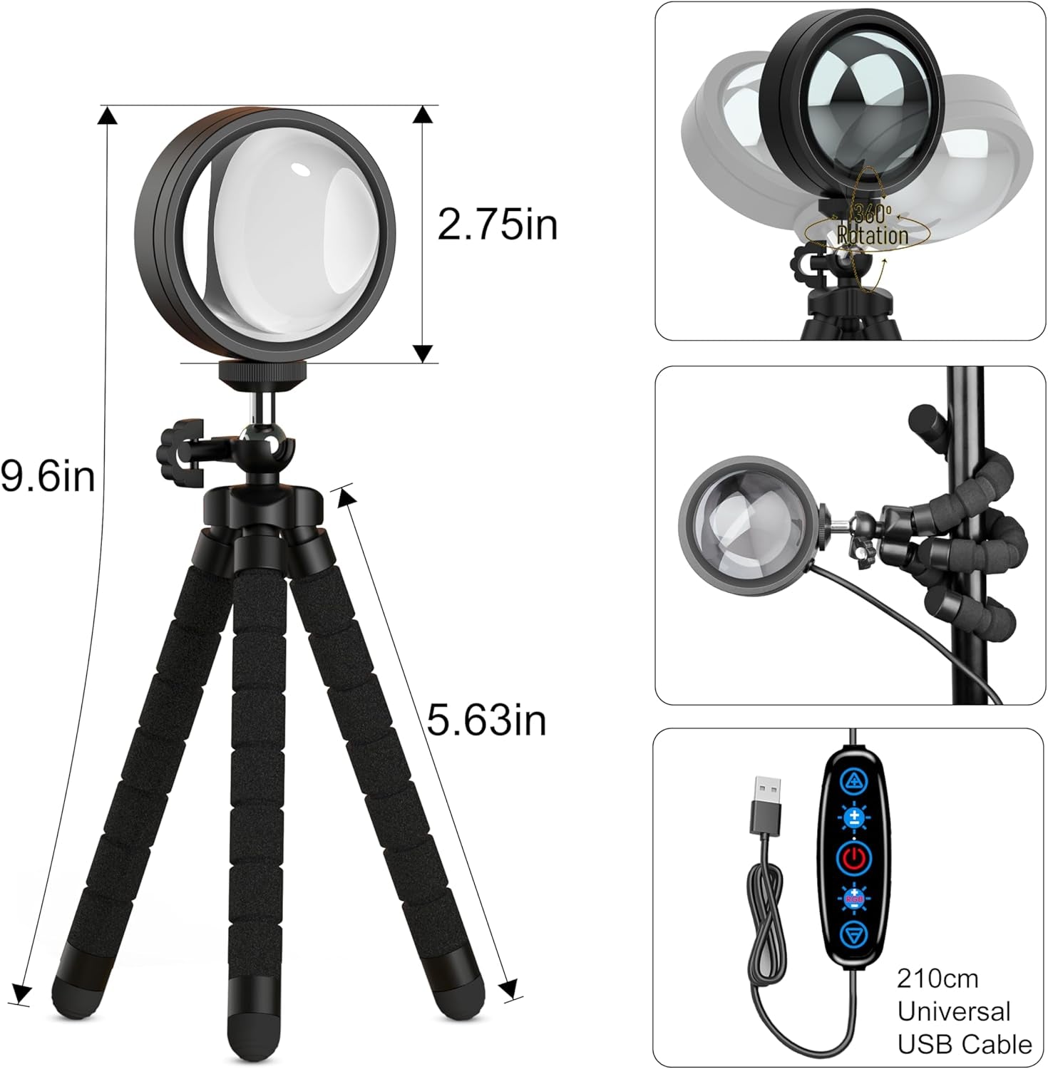Sunset Lamp Projector Multicolor Changing LED Projection Lamp,Switch Button And