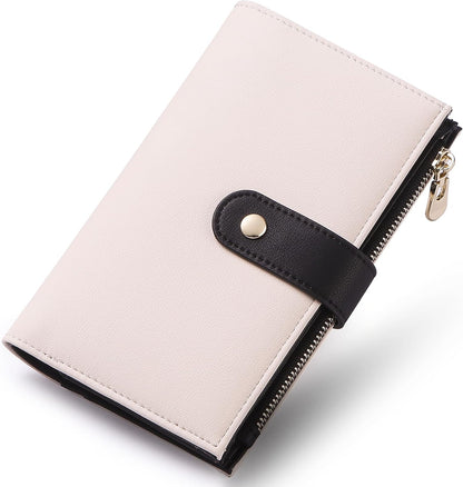 Wallet Women RFID Blocking Multi Cards Wallet Credit Card Holder for Women Large Capacity Lady Leather Trifold Travel Wallet with Pen Holder