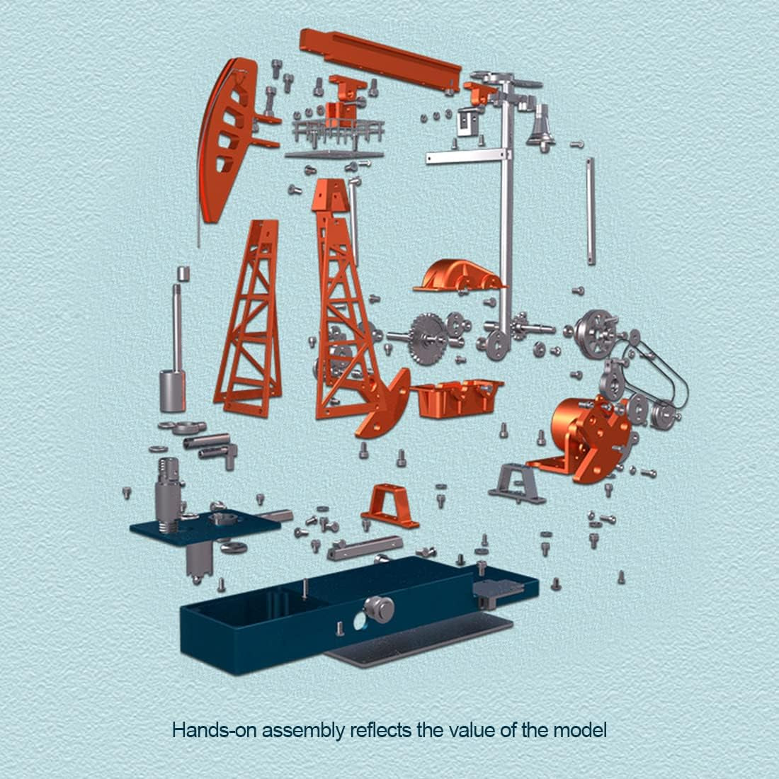 Pumping Unit Engine Model Kit, 219Pcs 3D Metal Pumping Unit Model DIY Assembly Model Science Education Gift-Dm601