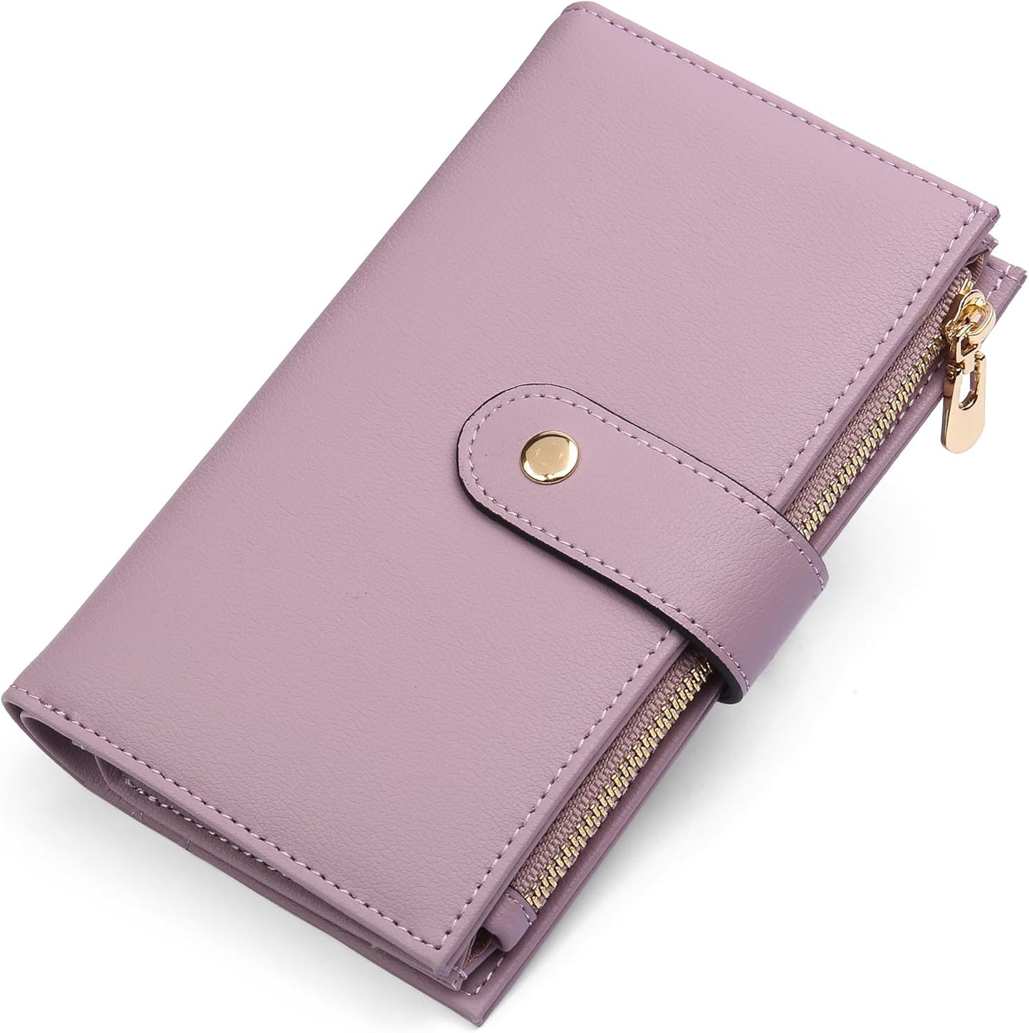 Womens Wallet RFID Blocking Leather Trifold Clutch Wallet Credit Card Holder Ladies Travel Wallet Purse with Pen Holder