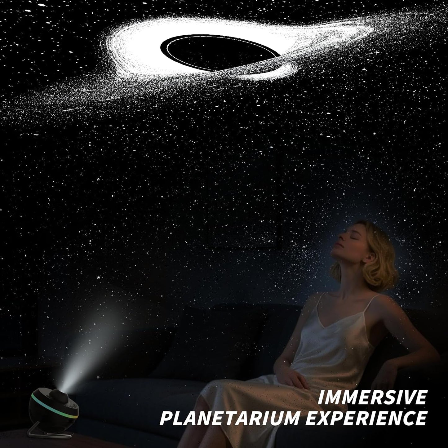Galaxy Projector, Star Projectors Home Planetarium Space Ceiling Starry Sky Night Light with Light Strip, Meteor and Galaxy Projector & 2 Films Set for Kid Adult Gift (Black)