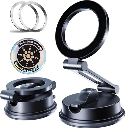 360° Adjustable Vacuum Magnetic Phone Holder, Airgrip - Magnetic Vacuum Phone Holder for Car, Vacuum Suction Magnetic Mount, Gym/Truck/Boat/Shower for Iphone & Android with Radiation Protector Sticker