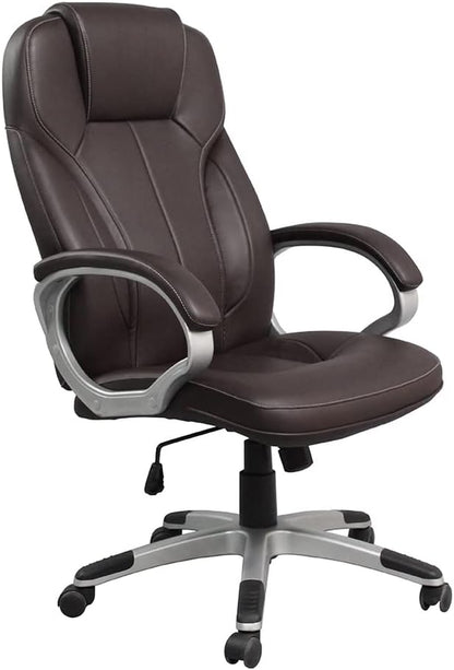 Executive Home Office Chair - Ergonomic Design, Modern, High Back, PU Leather, for Manager Office, Home Office - Brown