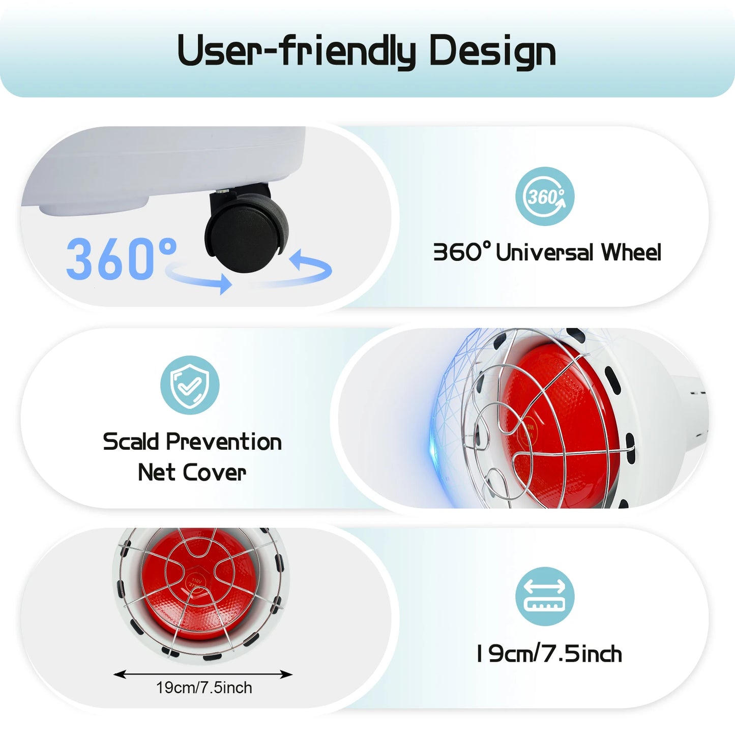 Far Infrared Light Therapy Lamp 275W Red Light Therapy Heat Lamp for Pain Relief 360° Rotatable Adjustable Light Therapy Tool