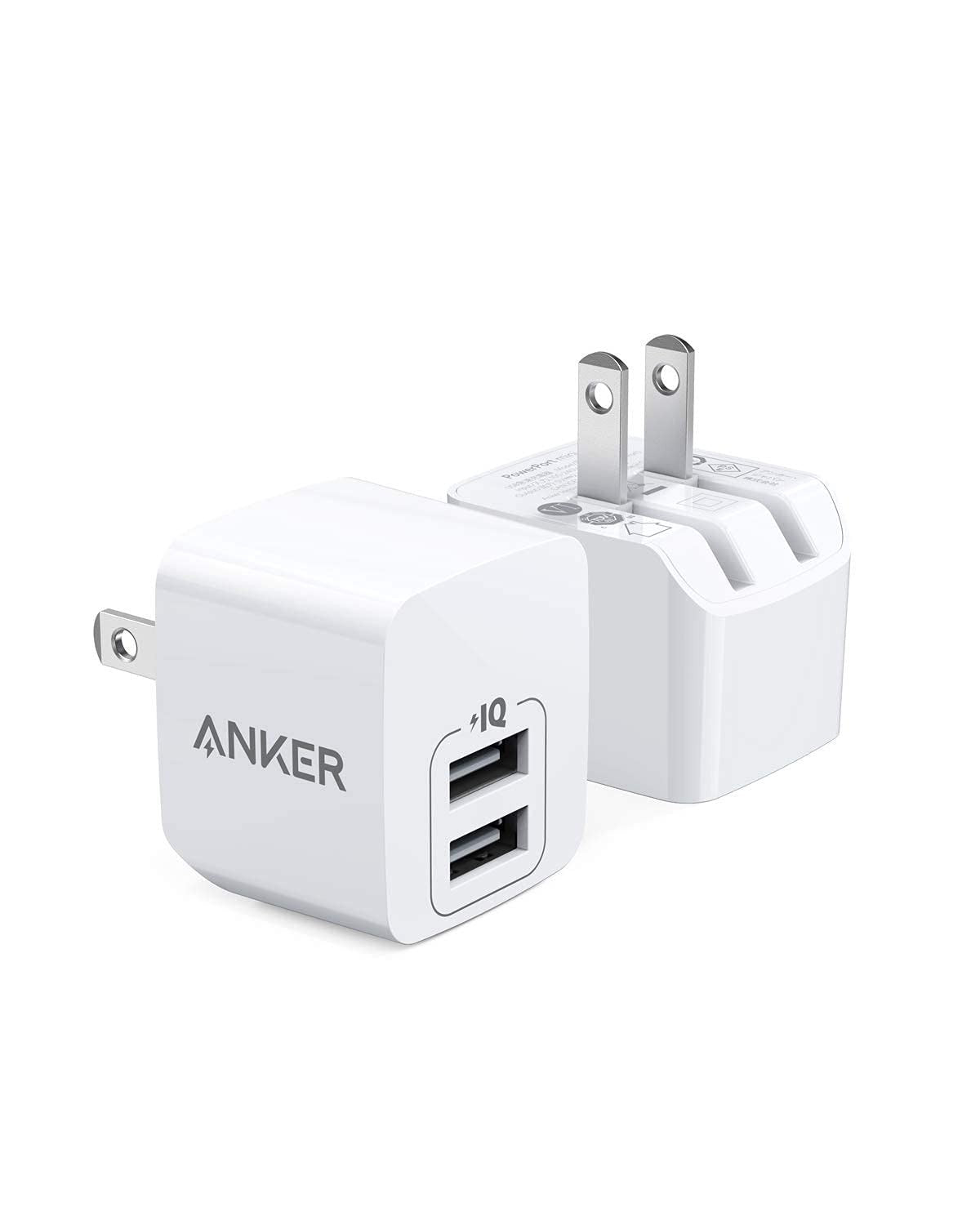 Anker 2-Pack Dual Port 12W Usb C Charger Block with Foldable Plug, Cha