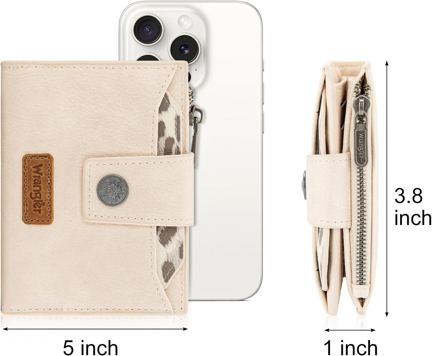 X Wrangler Womens Wallet, Small RFID Blocking Wallets Bifold Leopard Print Compact Wallets with Removable ID Window