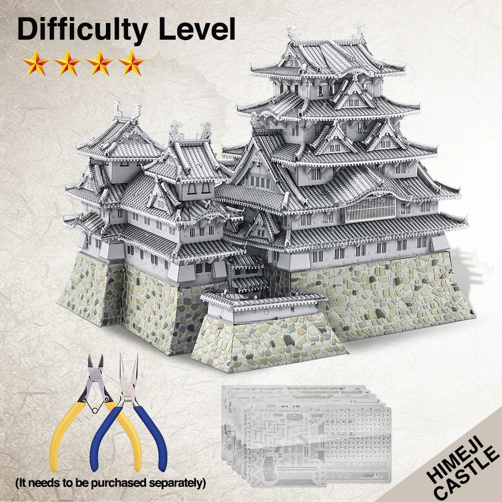 3D Metal Puzzles Himeji-Jo Castle Assembly Model Kits DIY Jigsaw Toys for Adult Gifts and Home Decoration