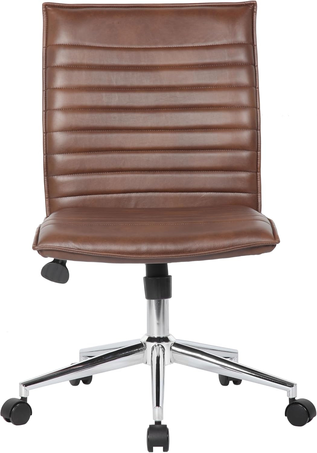 Modern Vinyl Armless Hospitality Office Chair, Brown