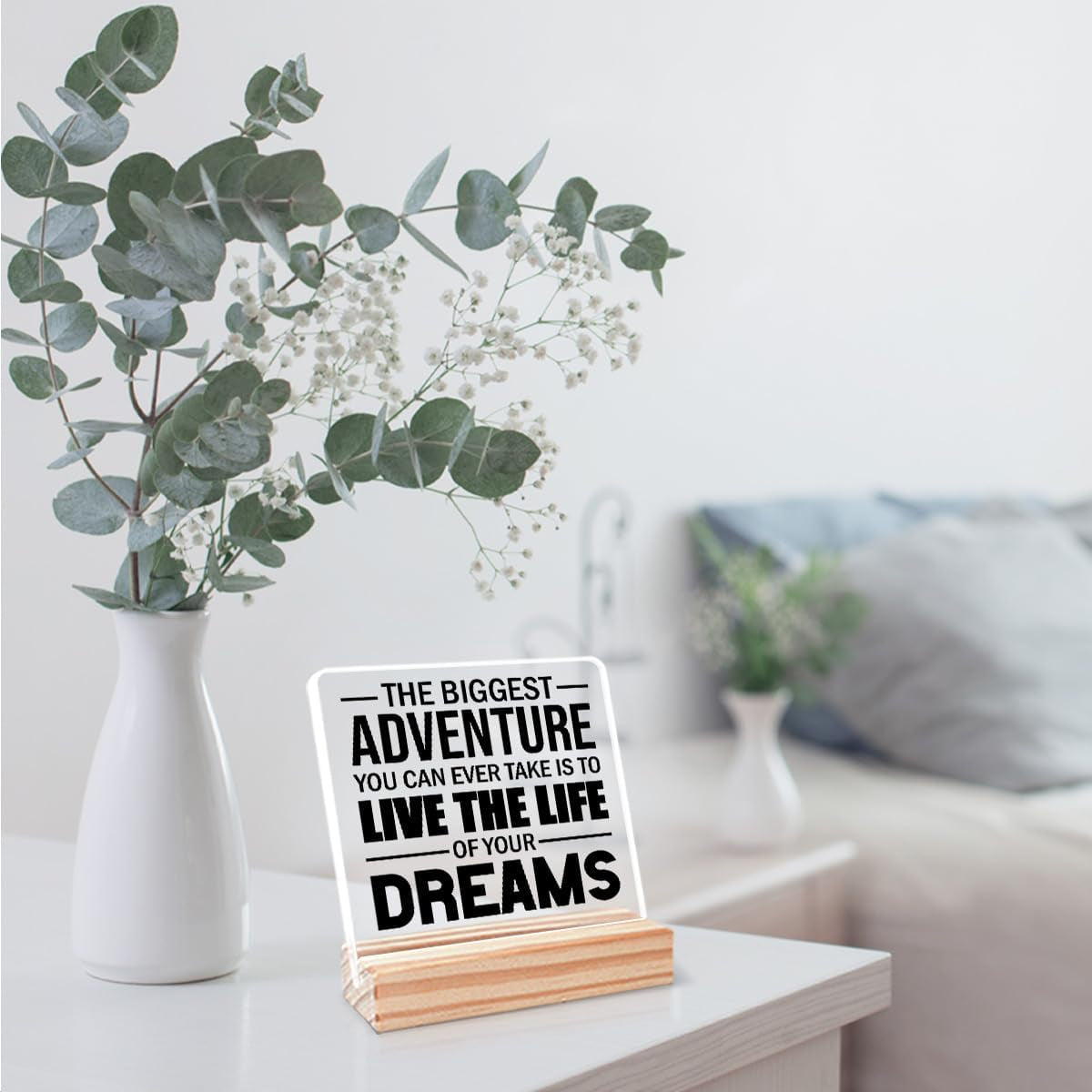 Funny Office Desk Decor, Inspirational Office Acrylic Plaque Sign,Humor Office Decor Gifts for Women Friend Colleagues,The Biggest Adventure Office Sign
