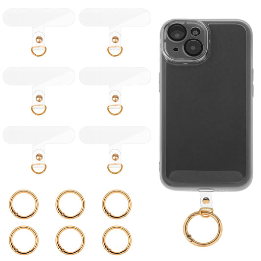 6 PCS Phone Lanyard Patch Pad with 6 Metal Spring Rings Phone Lanyard Tab Phone Tether Tab Cell Phone Lanyard Tab Clear Universal Multifunctional Mobile Phone Lanyard Patch Phone Strap Connector