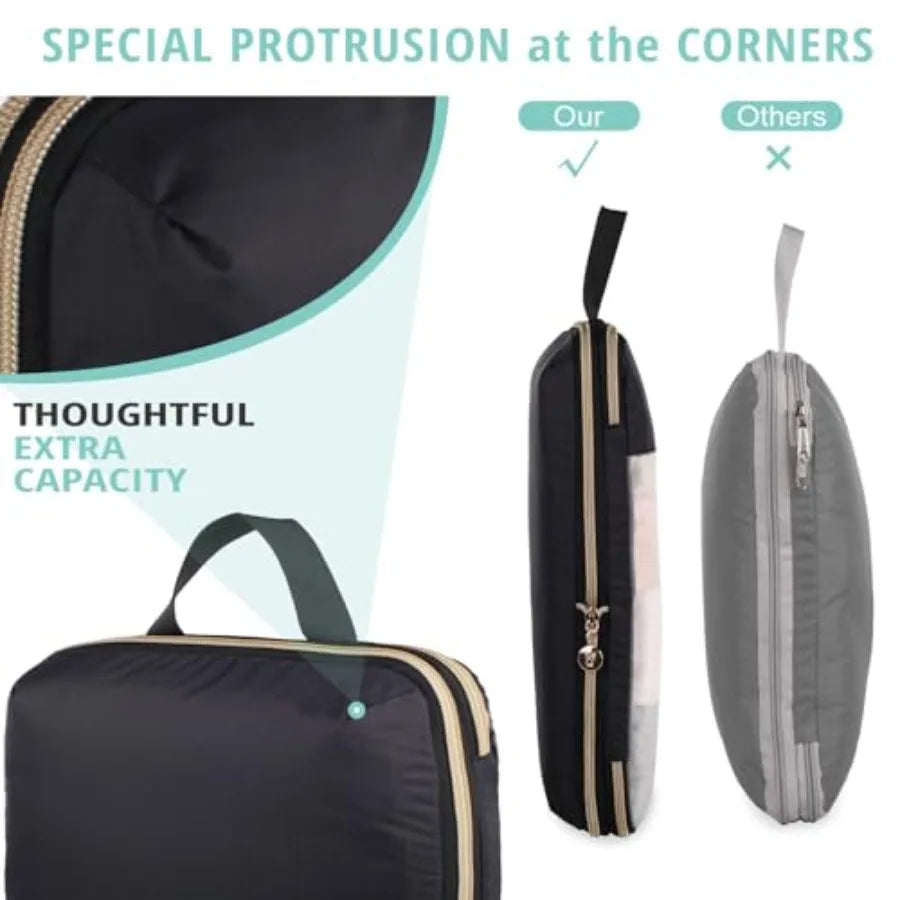 See through Expandable Compression Packing Cubes Mesh Travel Packing Cubes for Suitcases Lightweight Organizers Bag Set for Tra