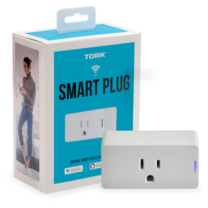 Industries TORK WFIP1 Smart Plug - Indoor Standard Wi-Fi 3-Prong Single Outlet Plug - Compatible with Alexa and Google Assistant - Remote Access with Smartphone/Tablet App - No Hub Required
