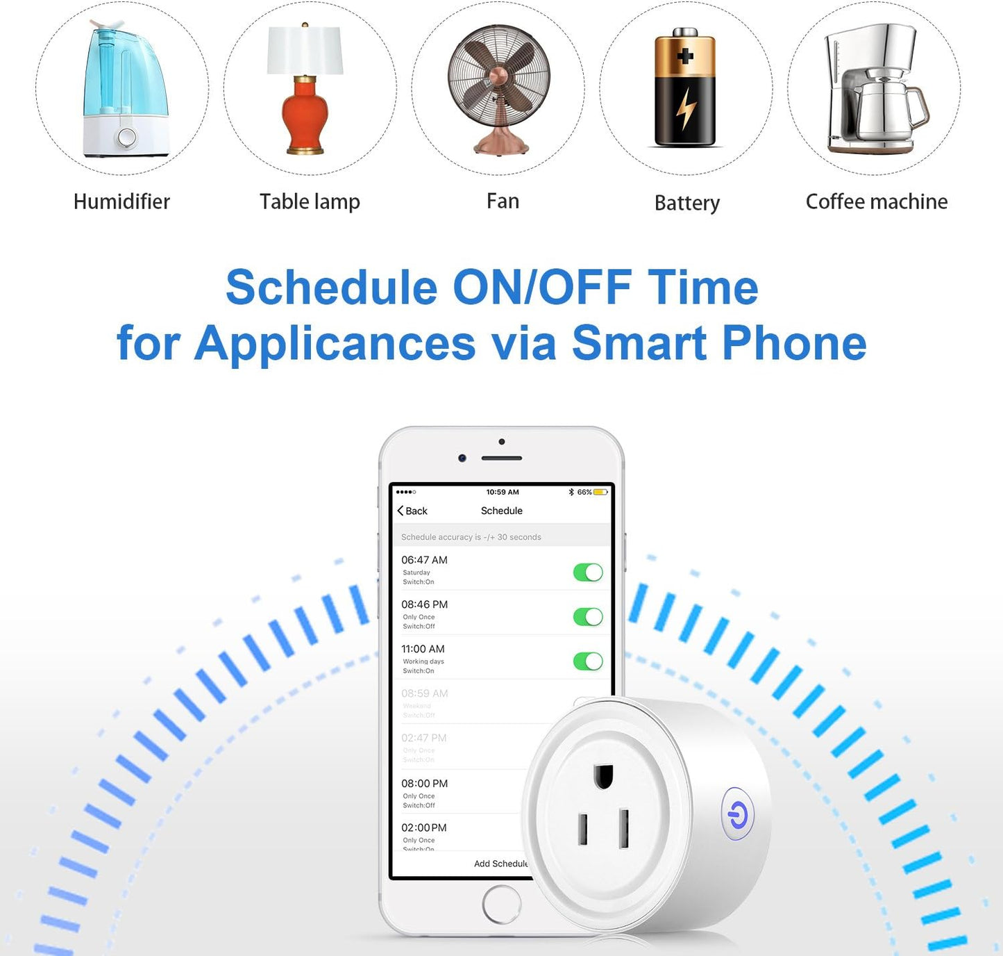 Smart Plug 2 Pack Wi-Fi Enabled Mini Smart Socket Compatible with Amazon Alexa Google Home, Remote Control Outlet with Timing Function