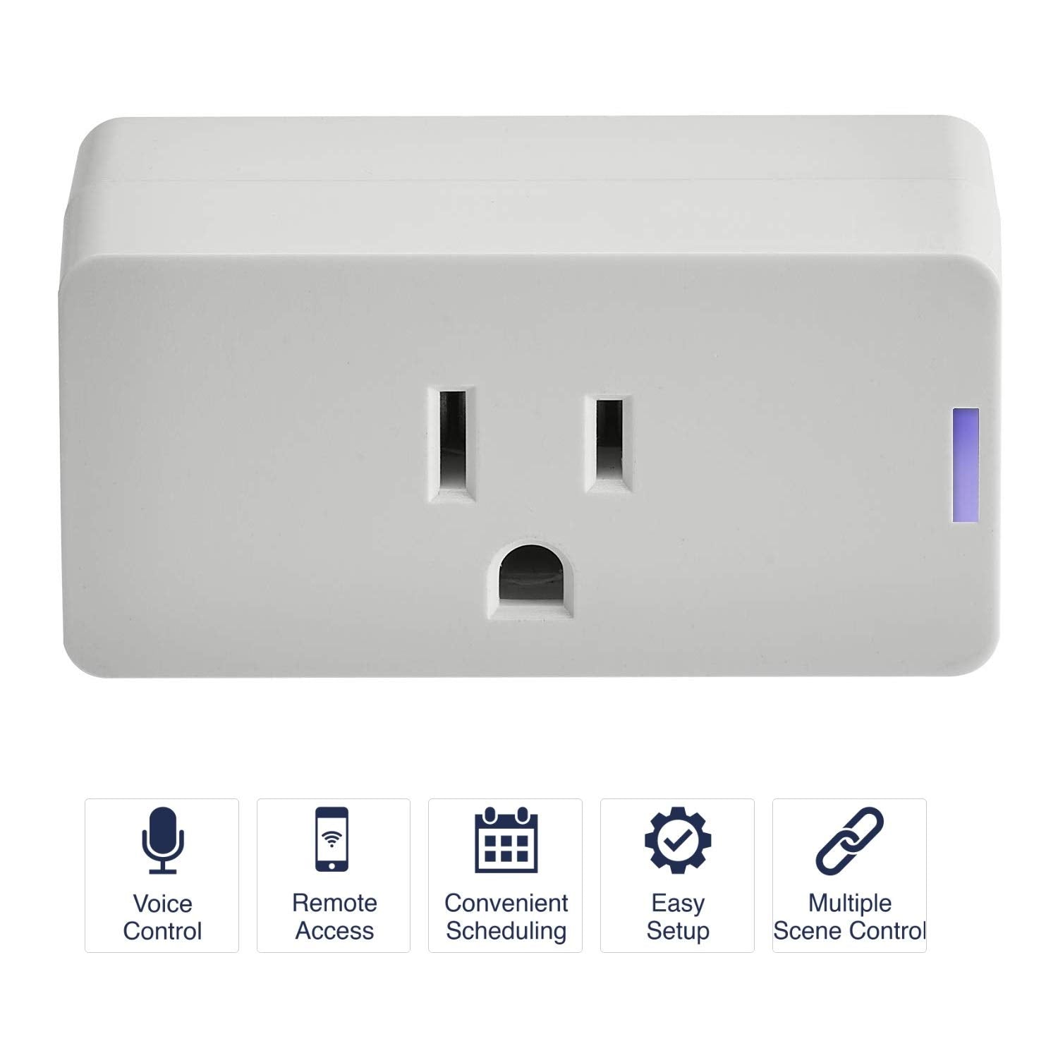 Industries TORK WFIP1 Smart Plug - Indoor Standard Wi-Fi 3-Prong Single Outlet Plug - Compatible with Alexa and Google Assistant - Remote Access with Smartphone/Tablet App - No Hub Required