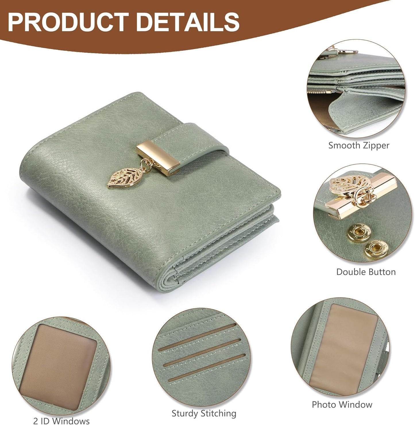 Small Wallet Women RFID Blocking Leather Bifold Wallet Credit Card Holder for Women Ladies Compact Wallet Mini Purse with Zipper Pocket