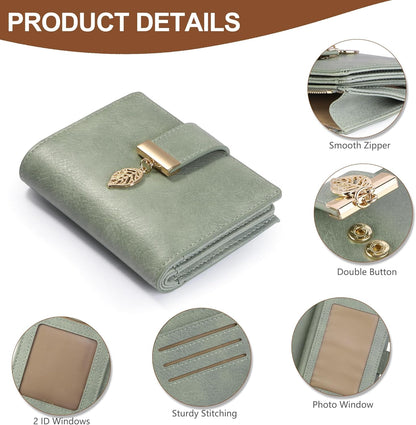Small Wallet Women RFID Blocking Leather Bifold Wallet Credit Card Holder for Women Ladies Compact Wallet Mini Purse with Zipper Pocket