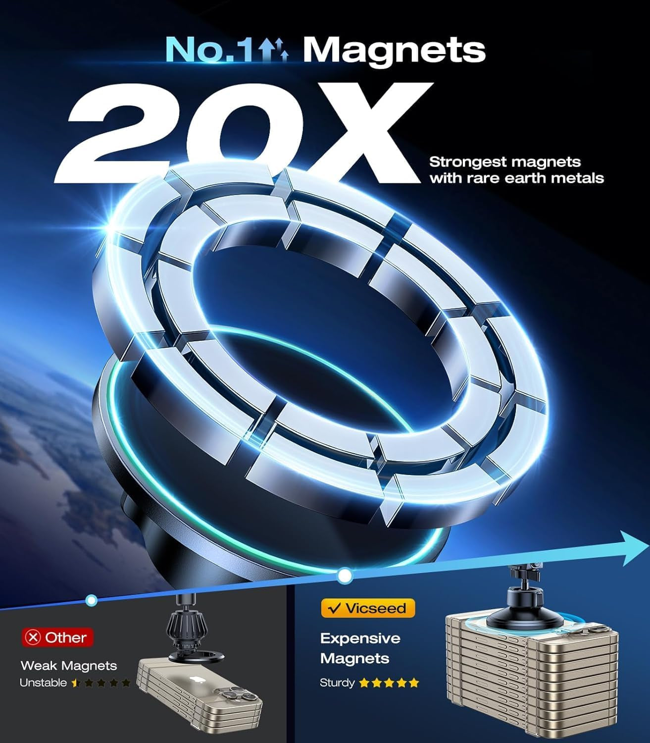 for Magsafe Car Mount [Upgraded Strongest Magnet Power] Magnetic Phone Holder for Car Vent 360 Adjustable Magnetic Car Phone Holder Mount for Iphone 16 Pro Max 15 14 13 12 plus Mini
