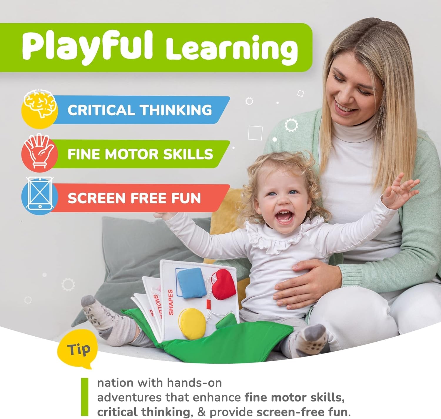 Plane Toys for Toddlers 1-3, Long Flight Must Haves, Quiet Busy Book for 1 Year Old, Airplane Toddler Travel Toys, No Noise Activity Book, All Parts Attached, Gift for Girls & Boys