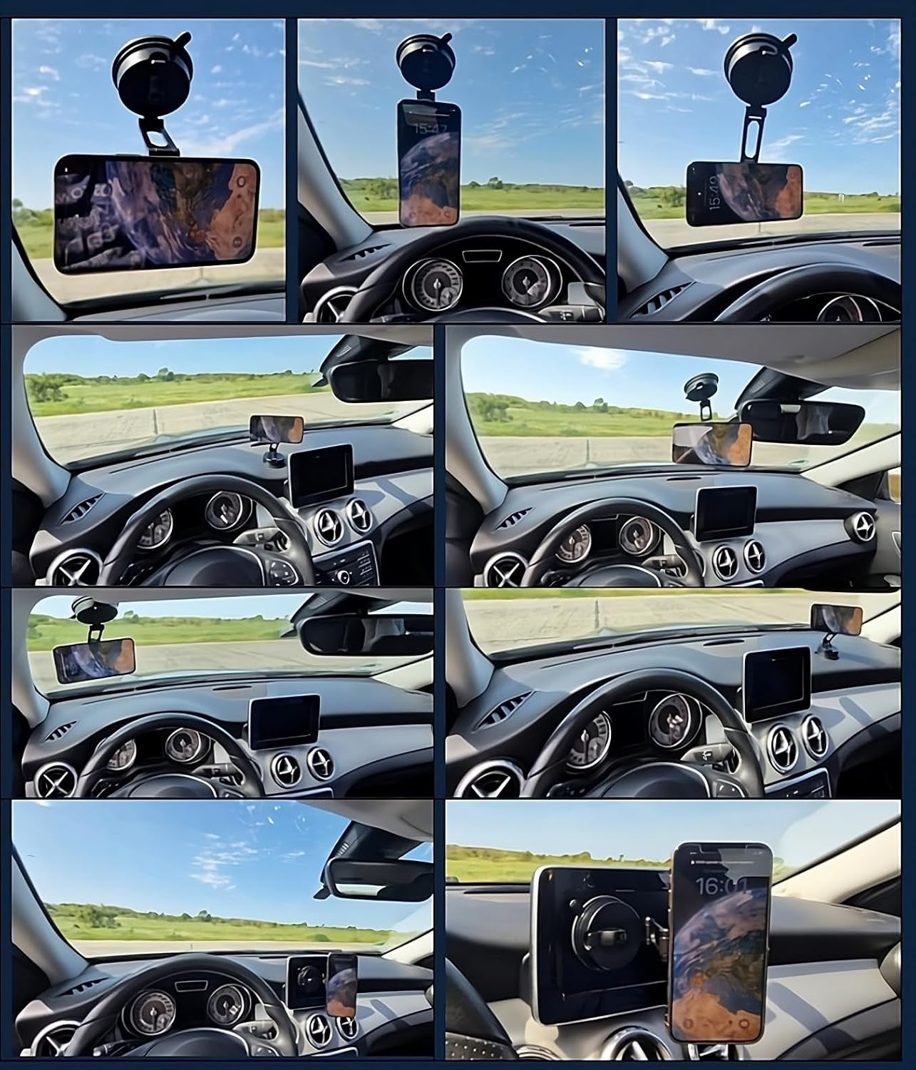 360° Adjustable Vacuum Magnetic Phone Holder, Airgrip - Magnetic Vacuum Phone Holder for Car, Vacuum Suction Magnetic Mount, Gym/Truck/Boat/Shower for Iphone & Android with Radiation Protector Sticker